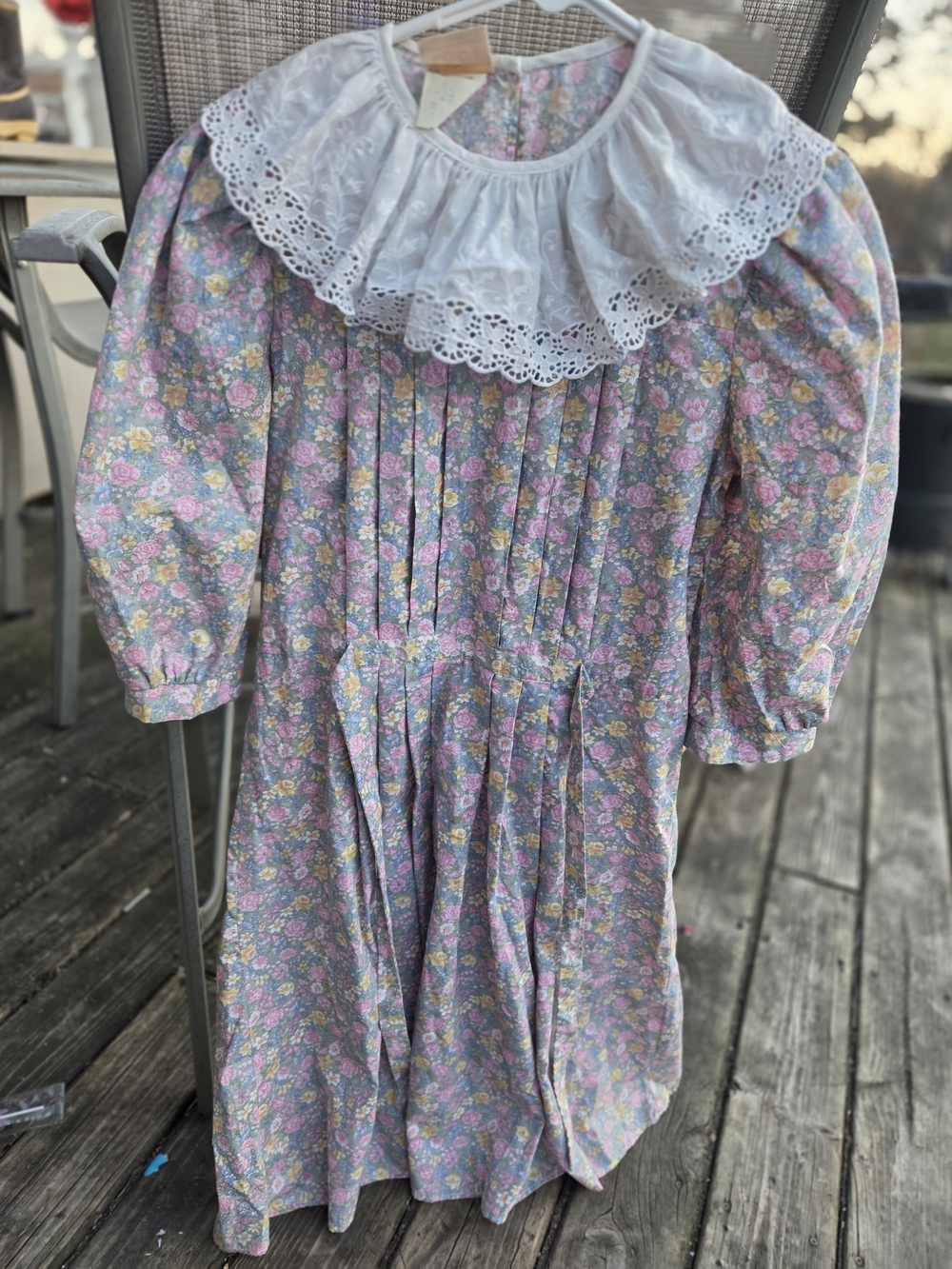 Vintage Women’s Prairie Cottage Core Country Floral Lace Collar Dress Sz XS-S - Picture 9 of 9